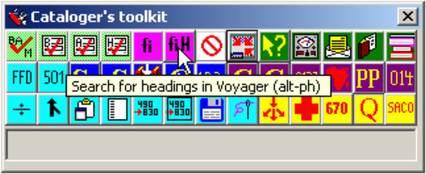 Toolkit showing brief help text
