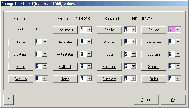 Fixed-field editing panel, showing an invalid value