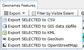 GNS export menu