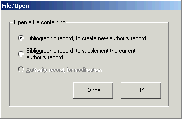 File open dialog, to decide about a bibliographic record