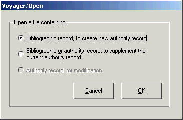 File open dialog, to find a bibliographic record