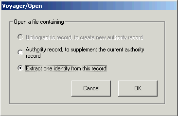 File open dialog, to find an authority record