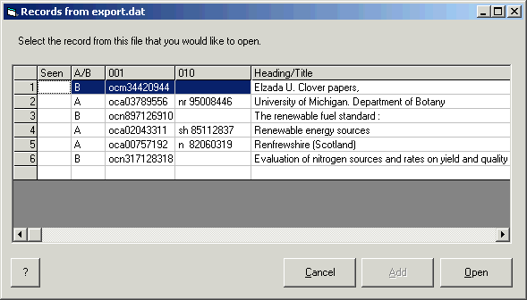 Select a record from the input file