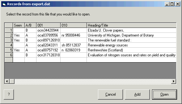 Select a record from the input file